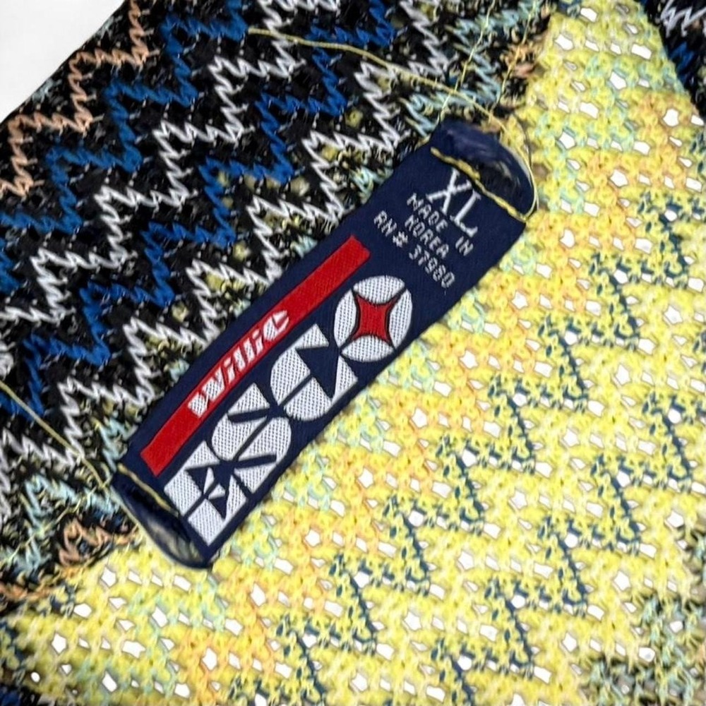 Vintage Willie Esco Sheer Colorful Knit Button Up Shirt Men' XL Rave Summer Y2K - Picture 3 of 3